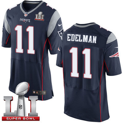 Nike Patriots #11 Julian Edelman Navy Blue Team Color Super Bowl LI 51 Men's Stitched NFL New Elite Jersey Nike Patriots #11 Julian Edelman Navy Blue Team Color Super Bowl LI 51 Men's Stitched NFL New Elite Jersey