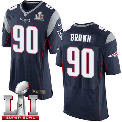 Nike Patriots #90 Malcom Brown Navy Blue Team Color Super Bowl LI 51 Men's Stitched NFL New Elite Jersey