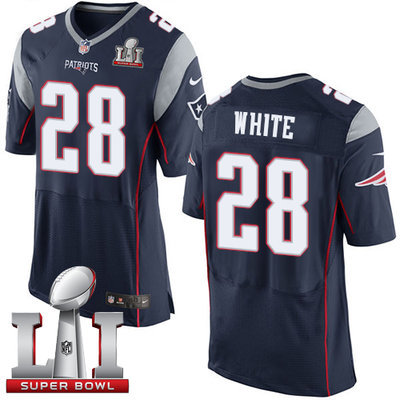 Nike Patriots #28 James White Navy Blue Team Color Super Bowl LI 51 Men's Stitched NFL New Elite Jersey Nike Patriots #28 James White Navy Blue Team Color Super Bowl LI 51 Men's Stitched NFL New Elite Jersey