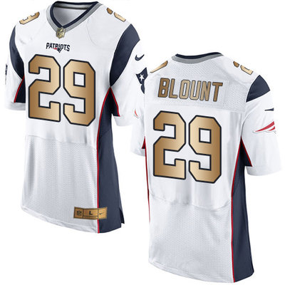 Nike Patriots #29 LeGarrette Blount White Men's Stitched NFL New Elite Gold Jersey Nike Patriots #29 LeGarrette Blount White Men's Stitched NFL New Elite Gold Jersey