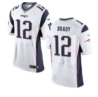 Nike New England Patriots #12 Tom Brady White Men's Stitched NFL New Elite Jersey Nike New England Patriots #12 Tom Brady White Men's Stitched NFL New Elite Jersey