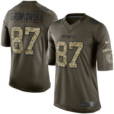 Men's New England 87 Patriots Rob Gronkowski Nike Green Salute To Service Limited Jersey