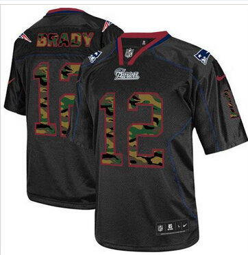 NEW New England Patriots #12 Tom Brady Black NFL Elite Camo Fashion Jersey
