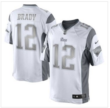 New England Patriots #12 Tom Brady White Platinum Jersey New England Patriots #12 Tom Brady White Platinum Jersey