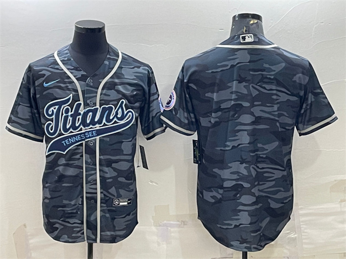 Men's Tennessee Titans Blank Grey Camo With Patch Cool Base Stitched Baseball Jersey Men's Tennessee Titans Blank Grey Camo With Patch Cool Base Stitched Baseball Jersey