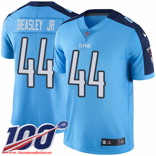Nike Titans #44 Vic Beasley Jr Light Blue Men's Stitched NFL Limited Rush 100th Season Jersey