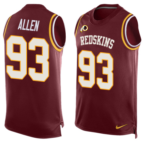 Nike Redskins #93 Jonathan Allen Burgundy Red Team Color Men's Stitched NFL Limited Tank Top Jersey Nike Redskins #93 Jonathan Allen Burgundy Red Team Color Men's Stitched NFL Limited Tank Top Jersey