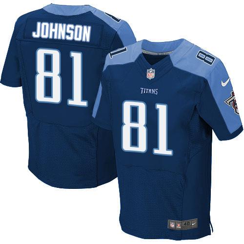 Nike Titans #81 Andre Johnson Navy Blue Alternate Men's Stitched NFL Elite Jersey