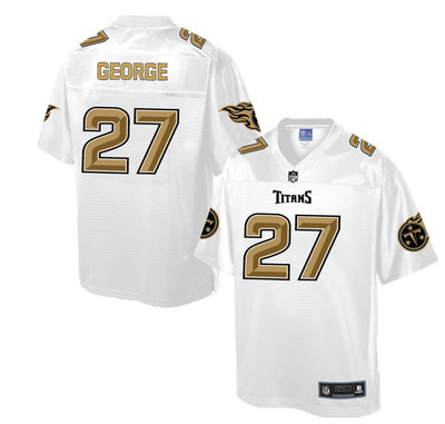 Nike Titans #27 Eddie George White Men's NFL Pro Line Fashion Elite Jersey