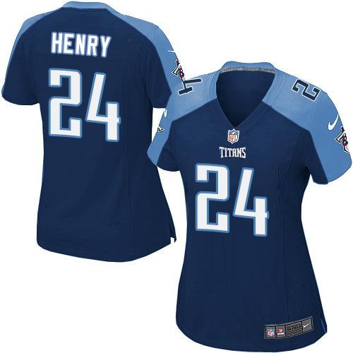 Nike Titans #24 Derrick Henry Navy Blue Alternate Women's Stitched NFL Elite Jersey