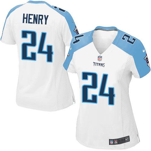 Nike Titans #24 Derrick Henry White Women's Stitched NFL Elite Jersey