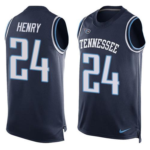 Nike Titans #24 Derrick Henry Navy Blue Alternate Men's Stitched NFL Limited Tank Top Jersey