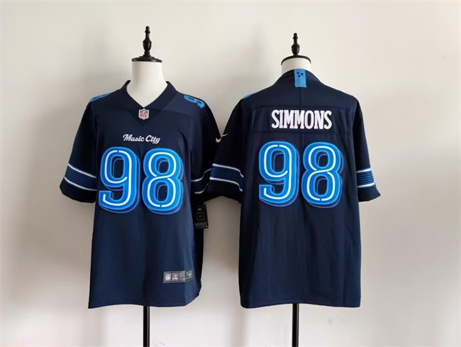 Men's Tennessee Titans #98 Jeffery Simmons Navy 2026 'Music City' Rivalries Collection Limited Stitched Football Jersey