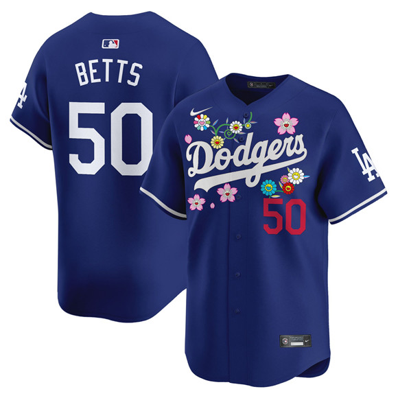 Men's Los Angeles Dodgers #50 Mookie Betts Royal Takashi Murakami 2025 Vapor Limited Stitched Baseball Jersey Men's Los Angeles Dodgers #50 Mookie Betts Royal Takashi Murakami 2025 Vapor Limited Stitched Baseball Jersey