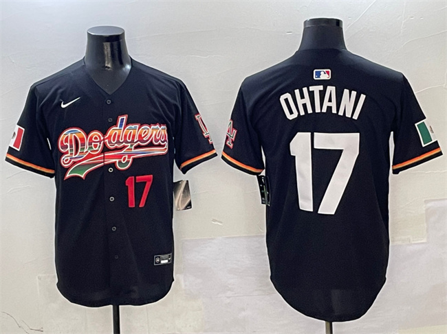 Men's Los Angeles Dodgers #17 Shohei Ohtani Black Mexico Limited Stitched Baseball Jersey Men's Los Angeles Dodgers #17 Shohei Ohtani Black Mexico Limited Stitched Baseball Jersey