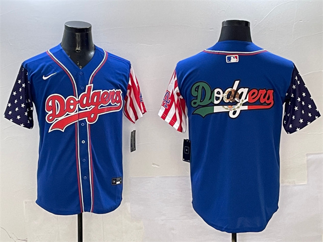 Men's Los Angeles Dodgers Team Big Logo Royal Limited Stitched Baseball Jersey