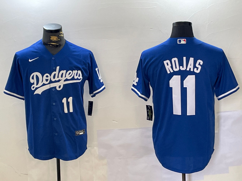Men's Los Angeles Dodgers #11 Miguel Rojas Royal Cool Base Stitched Baseball Jersey 3