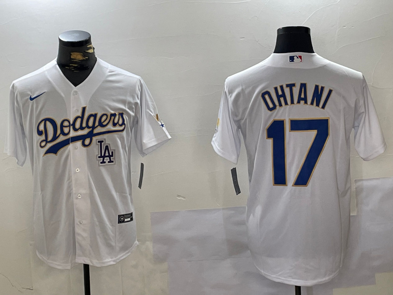 Men's Los Angeles Dodgers #17 White Gold Championship Cool Base Stitched Jersey 5 Men's Los Angeles Dodgers #17 White Gold Championship Cool Base Stitched Jersey 5