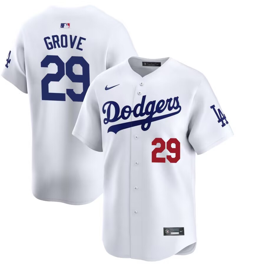 Men‘s ’Los Angeles Dodgers #29 Michael Grove White Stitched Baseball Jersey Men‘s ’Los Angeles Dodgers #29 Michael Grove White Stitched Baseball Jersey