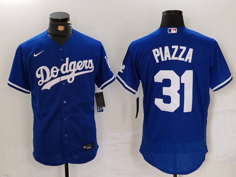 Men's Los Angeles Dodgers #31 Mike Piazza Blue Flex Base Stitched Baseball Jersey 12
