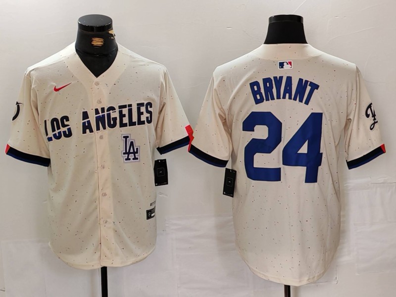 Men's Los Angeles Dodgers #24 Kobe Bryant Cream Stitched Baseball Jersey 5