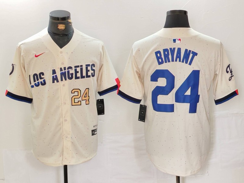 Men's Los Angeles Dodgers #24 Kobe Bryant Cream Stitched Baseball Jersey 3