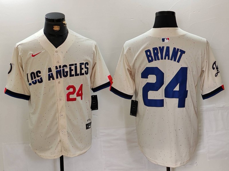 Men's Los Angeles Dodgers #24 Kobe Bryant Cream Stitched Baseball Jersey 2