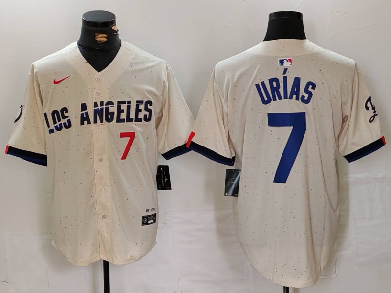 Men's Los Angeles Dodgers #7 Julio Urías Cream Stitched Baseball Jersey 5