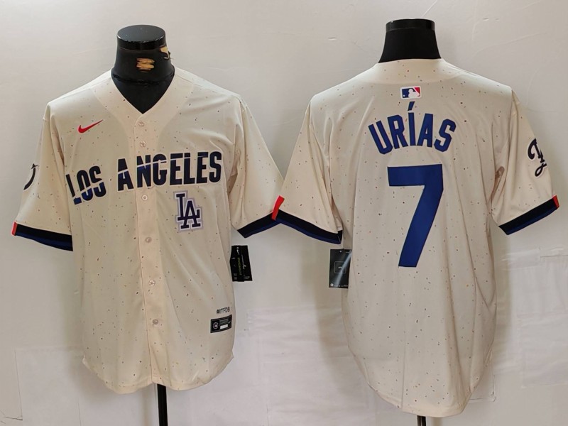 Men's Los Angeles Dodgers #7 Julio Urías Cream Stitched Baseball Jersey 3