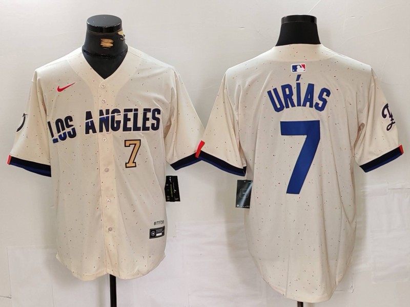 Men's Los Angeles Dodgers #7 Julio Urías Cream Stitched Baseball Jersey 1