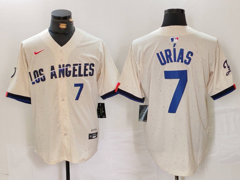 Men's Los Angeles Dodgers #7 Julio Urías Cream Stitched Baseball Jersey2