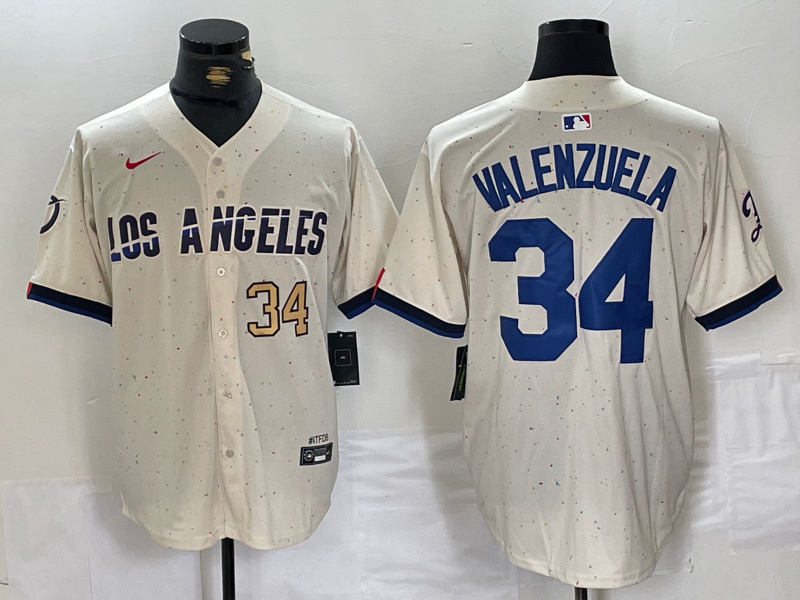 Men's Los Angeles Dodgers #34 Toro Valenzuela Cream Stitched Baseball Jersey 5 Men's Los Angeles Dodgers #34 Toro Valenzuela Cream Stitched Baseball Jersey 5