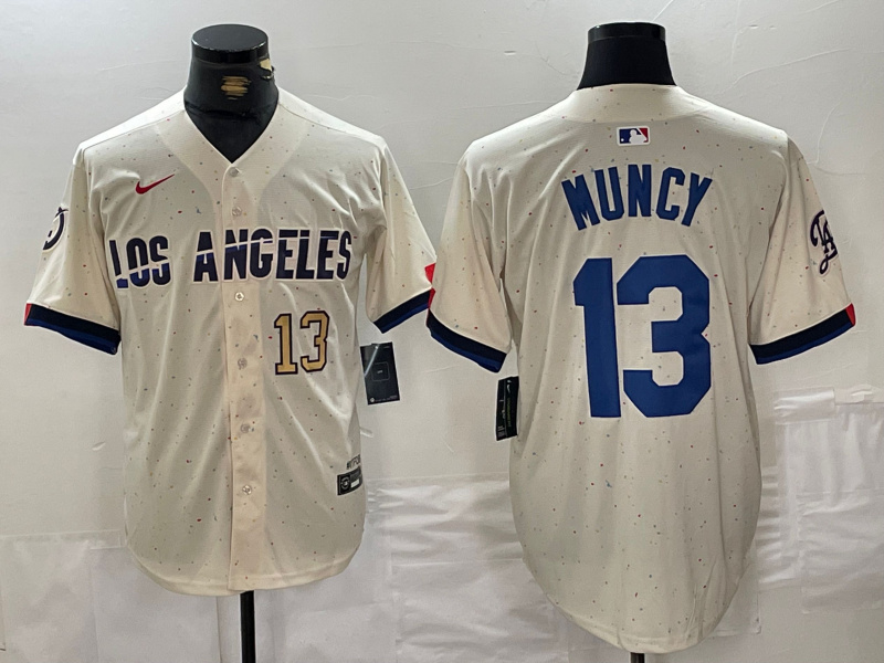 Men's Los Angeles Dodgers #13 Max Muncy Cream Stitched Baseball Jersey 5
