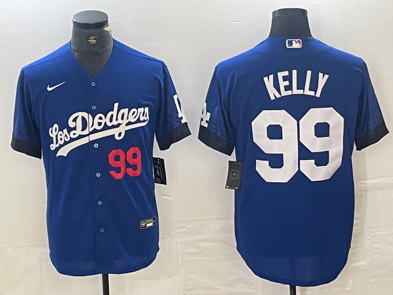 Men's Los Angeles Dodgers #99 Joe Kelly Blue City Connect Cool Base Stitched Baseball Jersey 8 Men's Los Angeles Dodgers #99 Joe Kelly Blue City Connect Cool Base Stitched Baseball Jersey 8