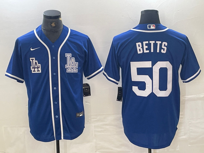 Men's Los Angeles Dodgers #50 Mookie Betts Blue Cool Base Stitched Baseball Jersey