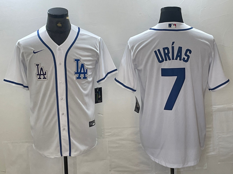 Men's Los Angeles Dodgers #7 Julio Urías White Cool Base Stitched Baseball Jersey