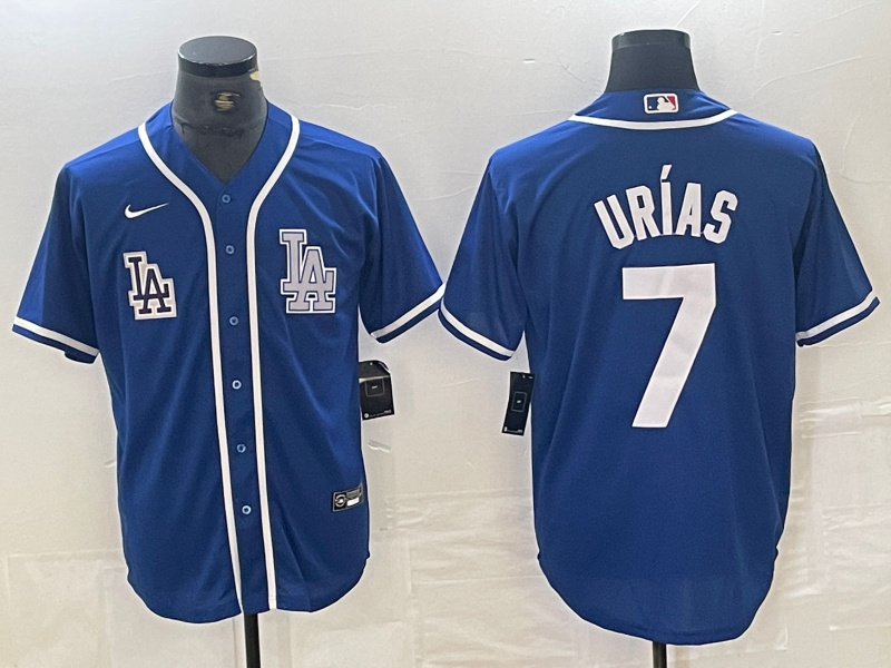 Men's Los Angeles Dodgers #7 Julio Urías Blue Cool Base Stitched Baseball Jersey