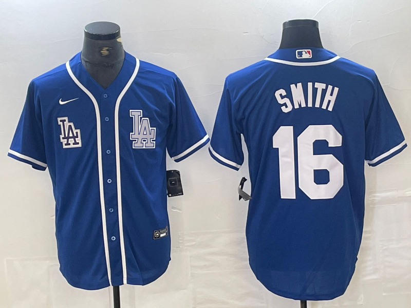 Men's Los Angeles Dodgers #16 Will Smith Blue Cool Base Stitched Baseball Jersey
