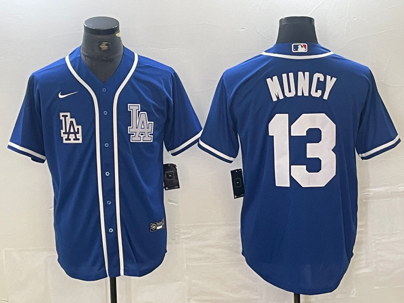 Men's Los Angeles Dodgers #13 Max Muncy Blue Cool Base Stitched Baseball Jersey