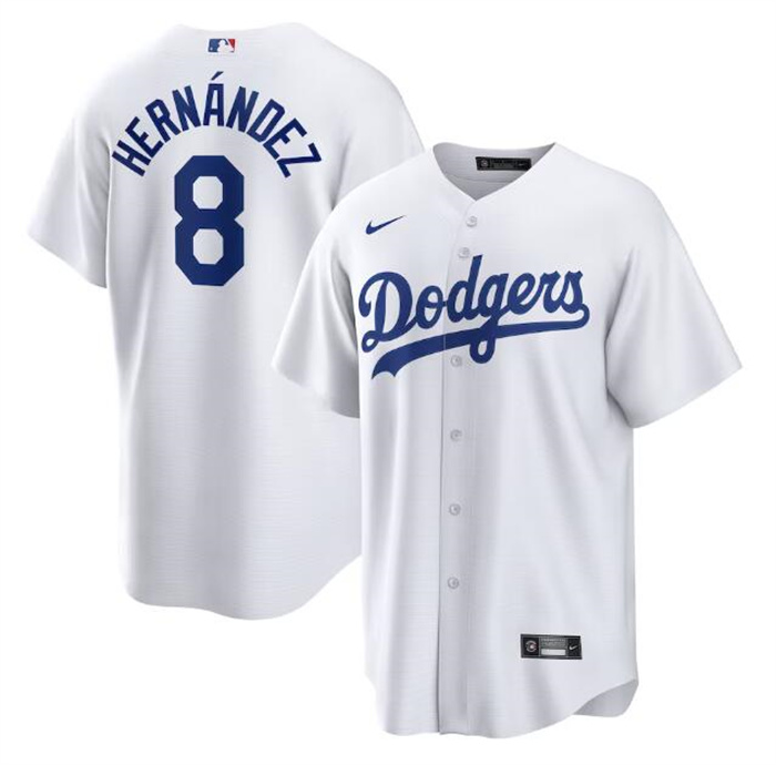 Men's Los Angeles Dodgers #8 Kiké Hernández White Cool Base Stitched Jersey Men's Los Angeles Dodgers #8 Kiké Hernández White Cool Base Stitched Jersey