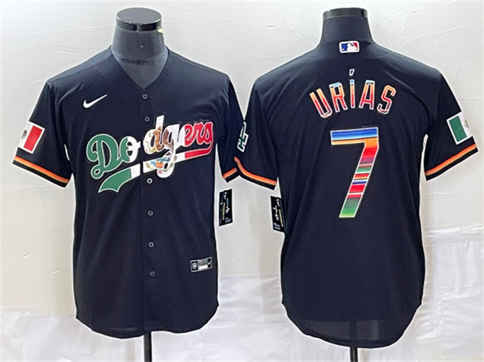 Men's Los Angeles Dodgers #7 Julio Urías Black Mexico Cool Base Stitched JerseyS Men's Los Angeles Dodgers #7 Julio Urías Black Mexico Cool Base Stitched JerseyS