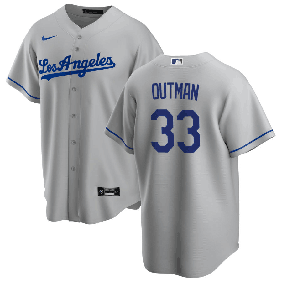Men's Los Angeles Dodgers #33 James Outman Vargas Grey Cool Base Stitched Baseball Jersey (1) Men's Los Angeles Dodgers #33 James Outman Vargas Grey Cool Base Stitched Baseball Jersey (1)