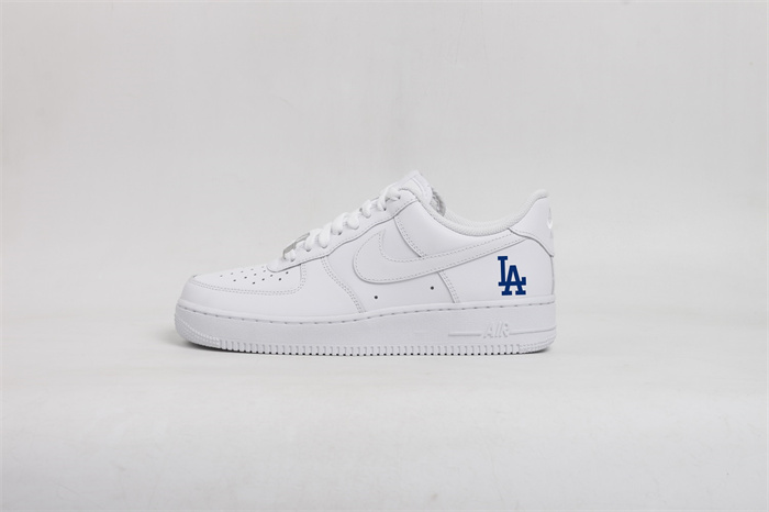 Women's Los Angeles Dodgers Air Force 1 White Shoes 001