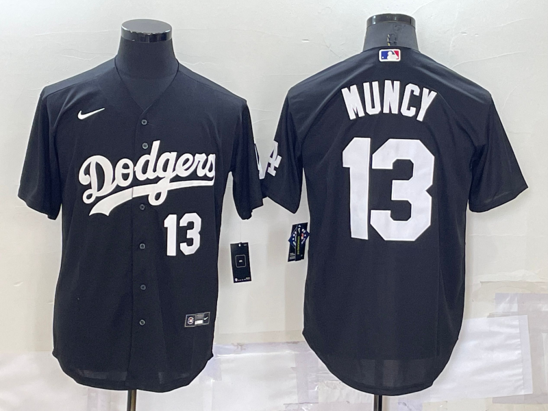 Men's Los Angeles Dodgers #13 Max Muncy Black Cool Base Stitched Baseball Jerseys