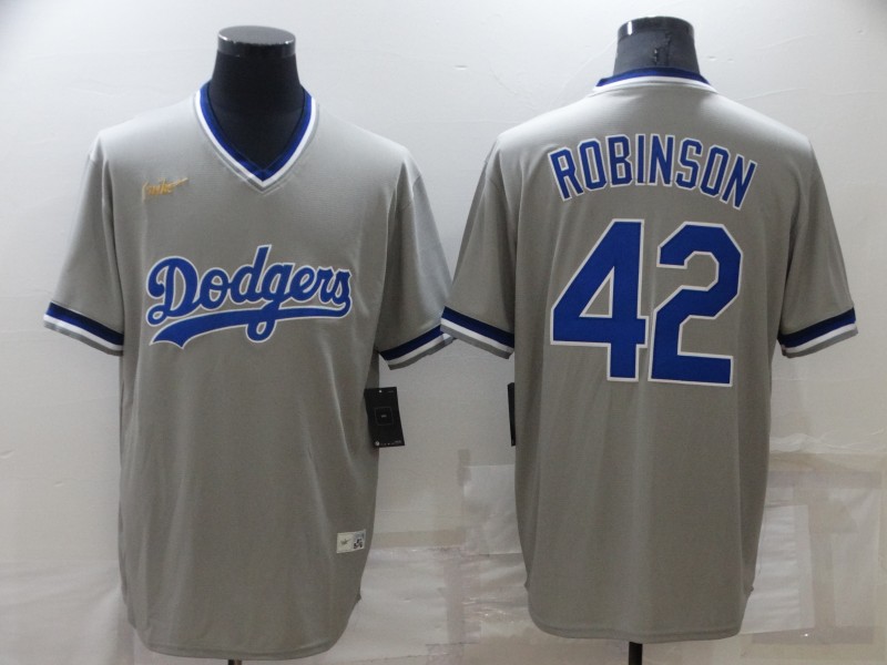 Men's Los Angeles Dodgers #42 Jackie Robinson Grey Stitched Baseball Jersey Men's Los Angeles Dodgers #42 Jackie Robinson Grey Stitched Baseball Jersey