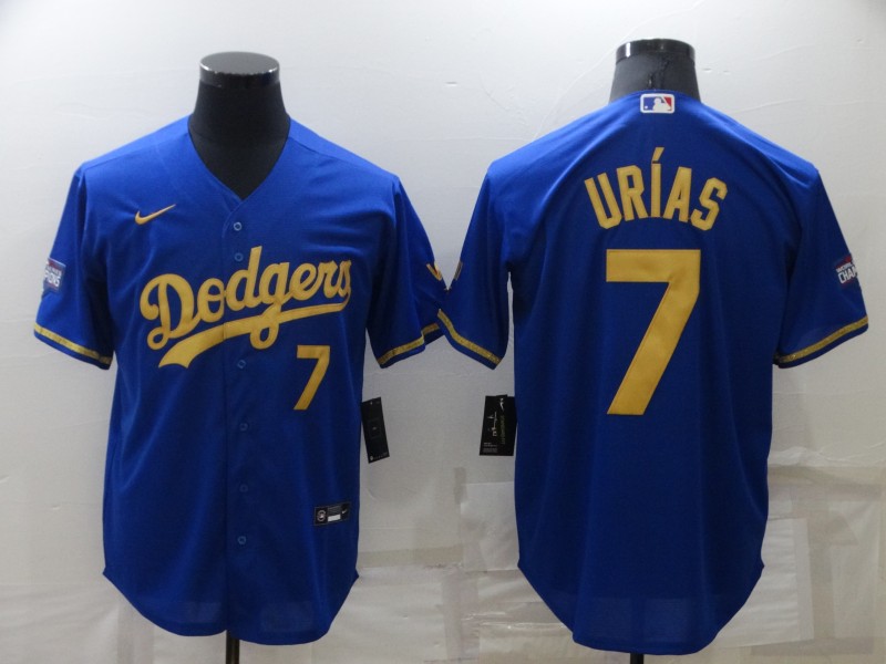 Men's Los Angeles Dodgers #7 Julio Urias Royal Gold Cool Base Stitched Baseball Jersey Men's Los Angeles Dodgers #7 Julio Urias Royal Gold Cool Base Stitched Baseball Jersey