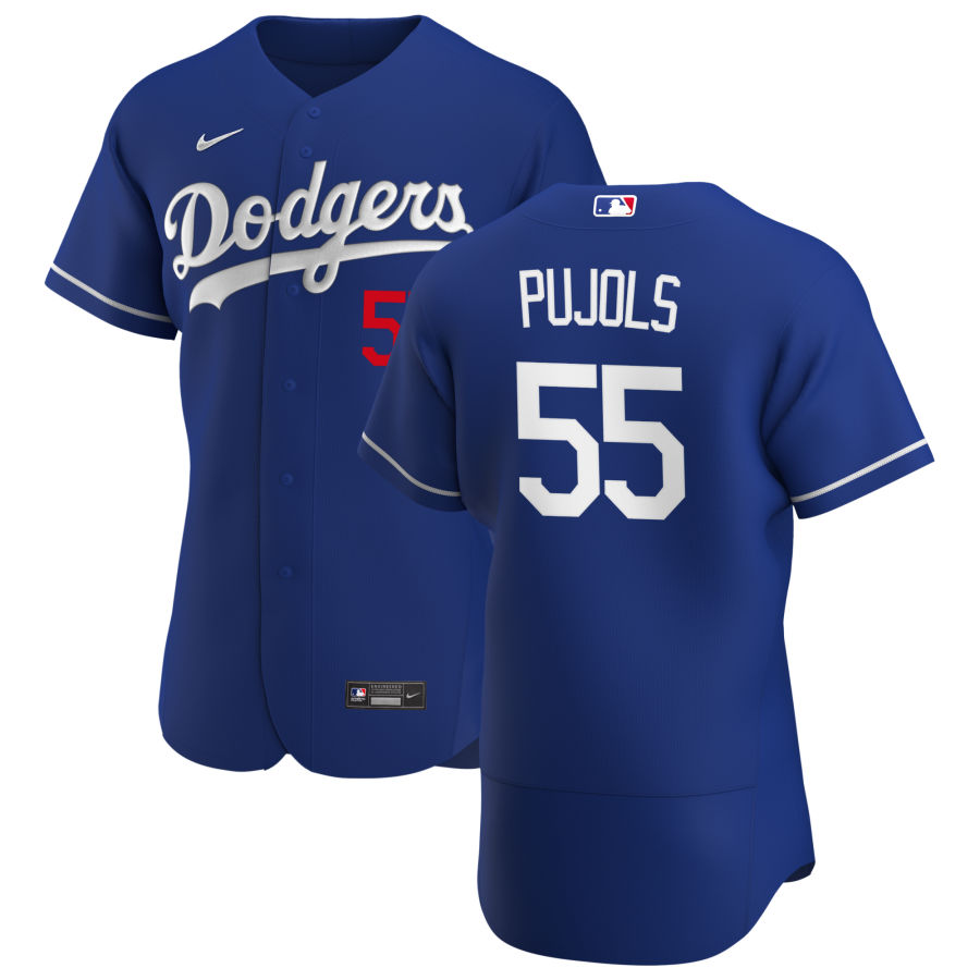Men's Los Angeles Dodgers #55 Albert Pujols Blue Stitched MLB Flex Base Nike Jersey