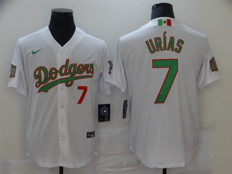 Men Los Angeles Dodgers 7 Urias White Game 2021 Nike MLB Jersey Men Los Angeles Dodgers 7 Urias White Game 2021 Nike MLB Jersey