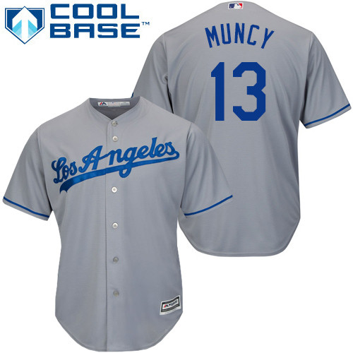 Dodgers #13 Max Muncy Grey New Cool Base Stitched Baseball Jersey Dodgers #13 Max Muncy Grey New Cool Base Stitched Baseball Jersey