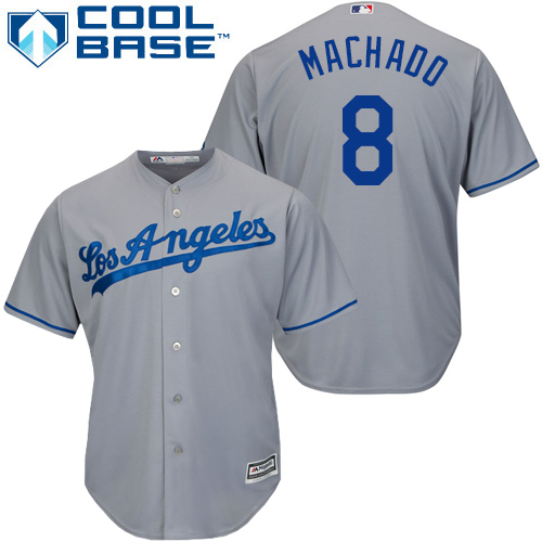 Dodgers #8 Manny Machado Grey New Cool Base Stitched Baseball Jersey
